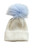 Pom Beanie - White w/ Blue
